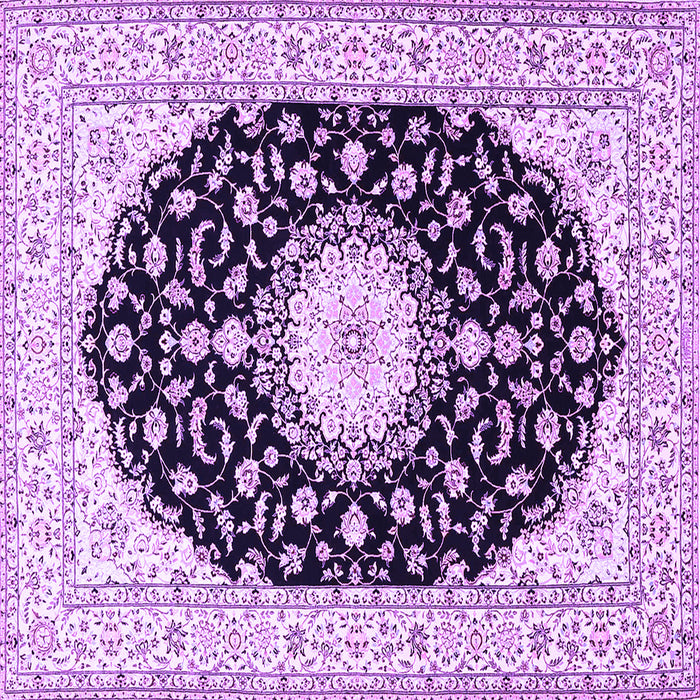 Square Machine Washable Medallion Purple Traditional Area Rugs, wshtr4591pur