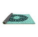 Sideview of Medallion Turquoise Traditional Rug, tr4591turq