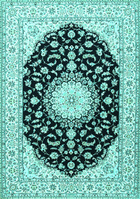 Medallion Turquoise Traditional Rug, tr4591turq