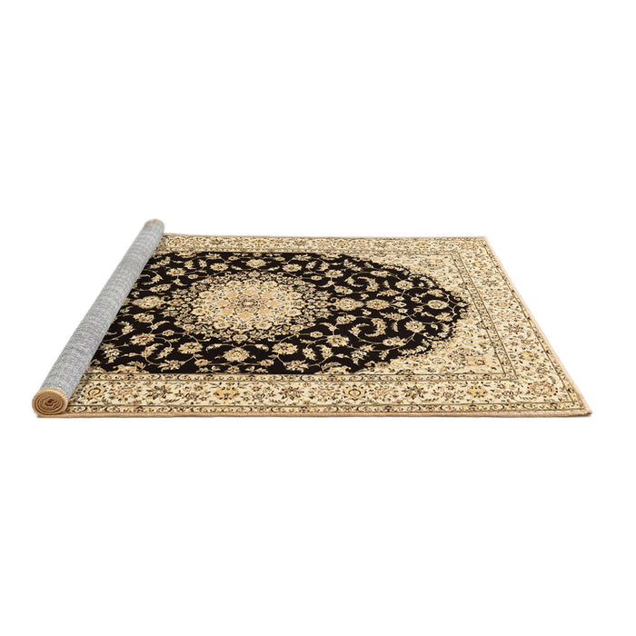 Sideview of Machine Washable Medallion Brown Traditional Rug, wshtr4591brn