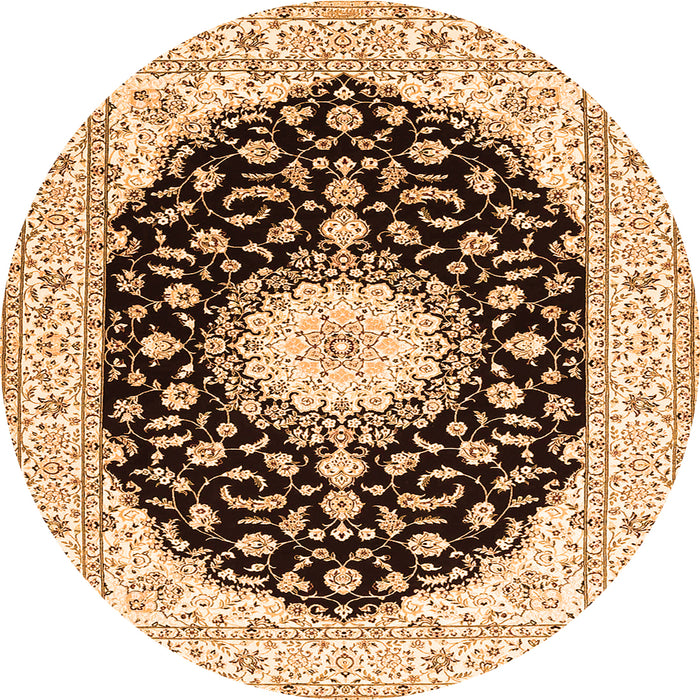 Machine Washable Medallion Orange Traditional Area Rugs, wshtr4591org