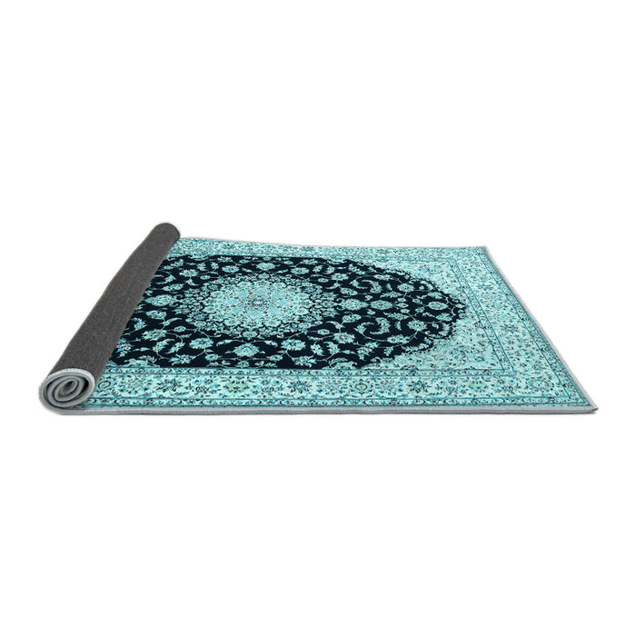 Sideview of Medallion Light Blue Traditional Rug, tr4591lblu