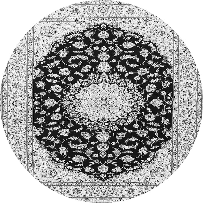 Machine Washable Medallion Gray Traditional Rug, wshtr4591gry