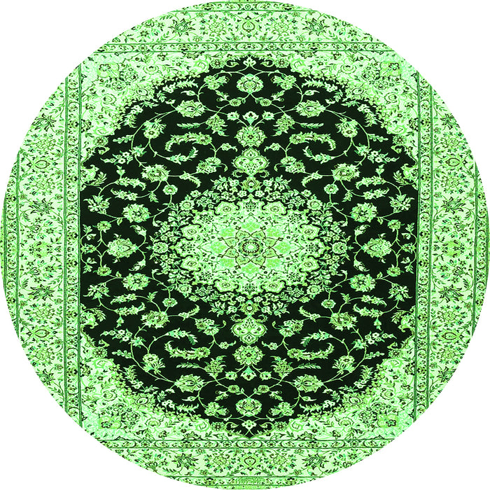 Machine Washable Medallion Green Traditional Area Rugs, wshtr4591grn