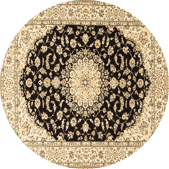 Round Medallion Brown Traditional Rug, tr4591brn