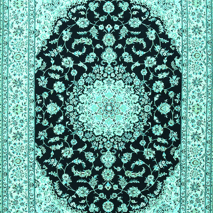 Machine Washable Medallion Turquoise Traditional Area Rugs, wshtr4591turq