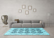 Machine Washable Persian Light Blue Traditional Rug in a Living Room, wshtr4592lblu