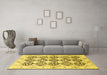 Machine Washable Persian Yellow Traditional Rug in a Living Room, wshtr4592yw