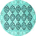 Round Machine Washable Persian Turquoise Traditional Area Rugs, wshtr4592turq