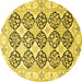 Round Persian Yellow Traditional Rug, tr4592yw