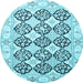 Round Machine Washable Persian Light Blue Traditional Rug, wshtr4592lblu