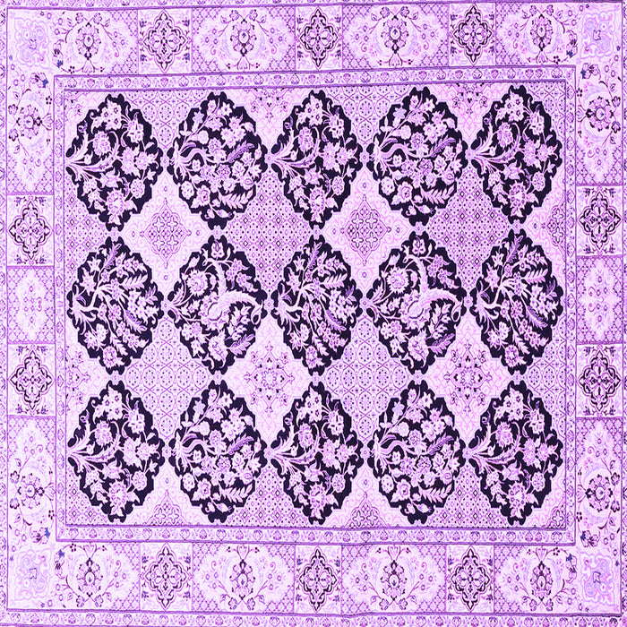 Square Machine Washable Persian Purple Traditional Area Rugs, wshtr4592pur