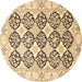 Round Persian Brown Traditional Rug, tr4592brn