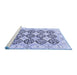 Sideview of Machine Washable Persian Blue Traditional Rug, wshtr4592blu