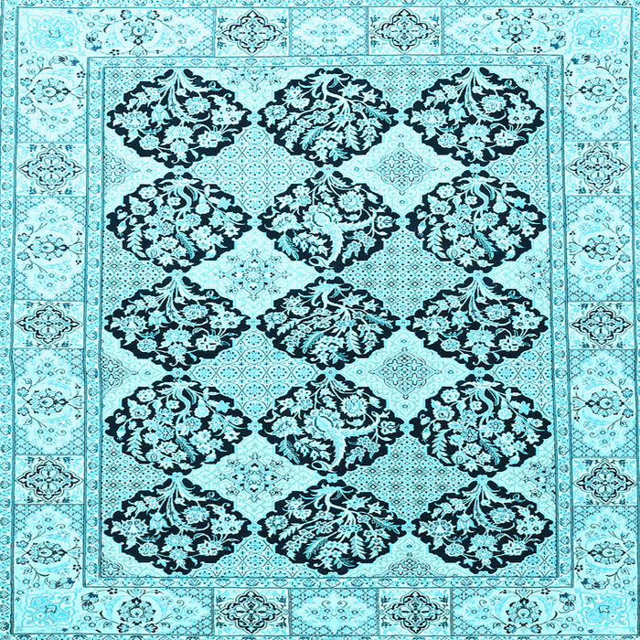 Square Machine Washable Persian Light Blue Traditional Rug, wshtr4592lblu
