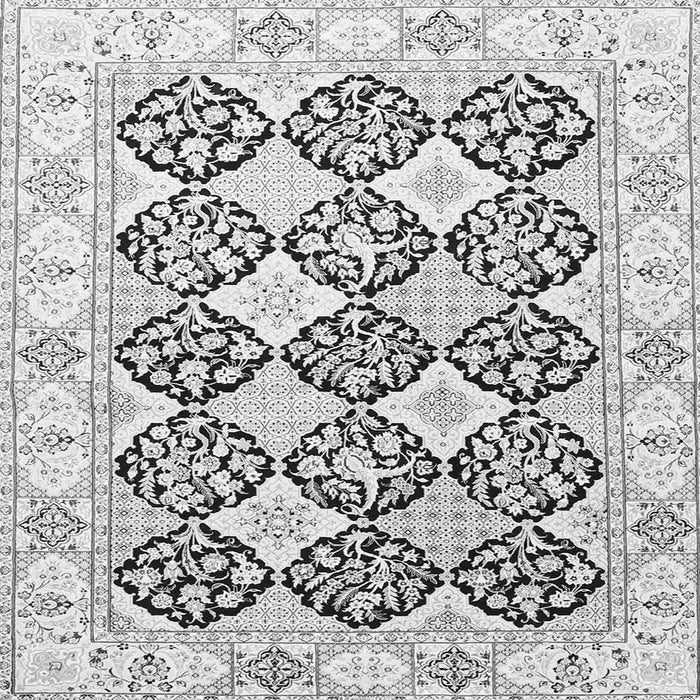 Round Machine Washable Persian Gray Traditional Rug, wshtr4592gry