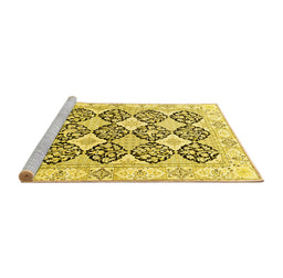 Sideview of Machine Washable Persian Yellow Traditional Rug, wshtr4592yw
