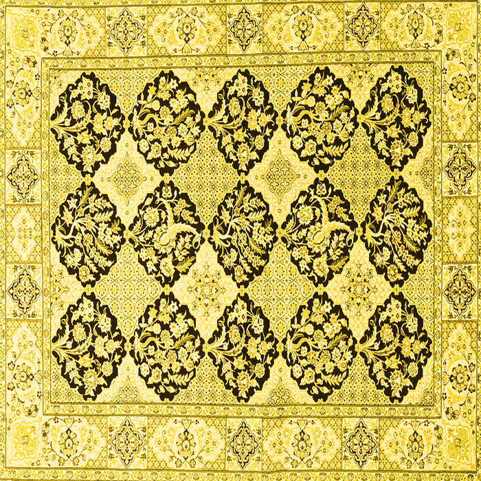 Square Machine Washable Persian Yellow Traditional Rug, wshtr4592yw
