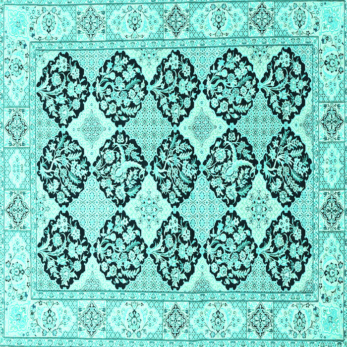 Square Machine Washable Persian Turquoise Traditional Area Rugs, wshtr4592turq