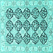 Square Machine Washable Persian Turquoise Traditional Area Rugs, wshtr4592turq