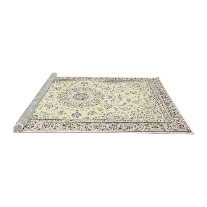 Sideview of Machine Washable Traditional Peach Beige Rug, wshtr4593