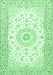 Machine Washable Medallion Emerald Green Traditional Area Rugs, wshtr4593emgrn