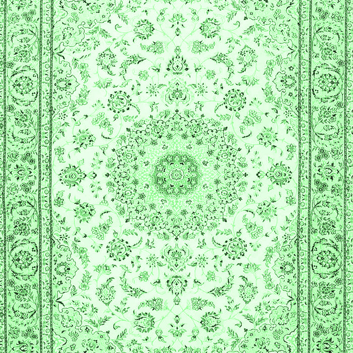 Machine Washable Medallion Emerald Green Traditional Area Rugs, wshtr4593emgrn