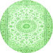 Square Medallion Green Traditional Rug, tr4593grn