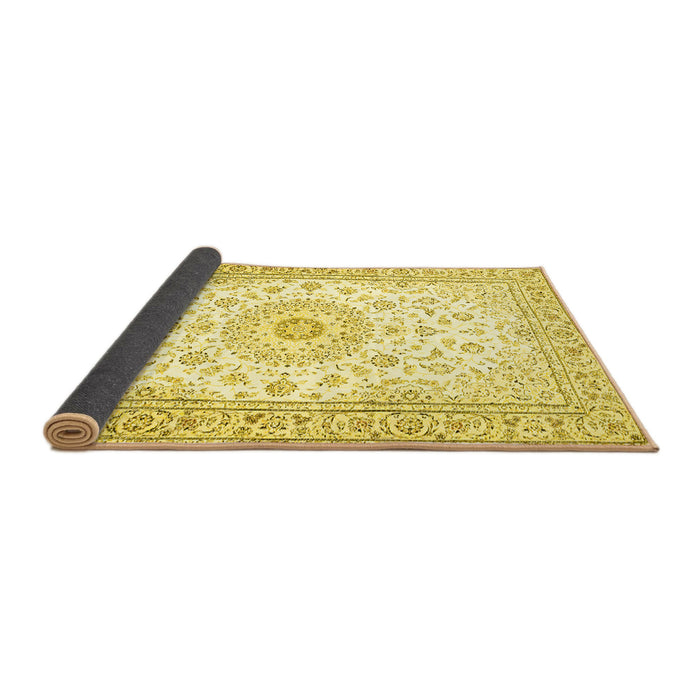 Sideview of Medallion Yellow Traditional Rug, tr4593yw