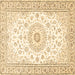 Square Medallion Brown Traditional Rug, tr4593brn