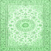 Square Machine Washable Medallion Emerald Green Traditional Area Rugs, wshtr4593emgrn