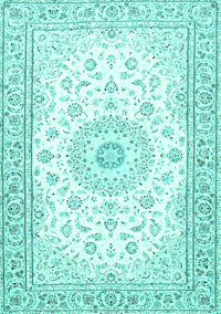 Medallion Turquoise Traditional Rug, tr4593turq