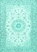 Medallion Turquoise Traditional Rug, tr4593turq