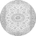 Machine Washable Medallion Gray Traditional Rug, wshtr4593gry