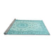 Sideview of Machine Washable Medallion Light Blue Traditional Rug, wshtr4593lblu