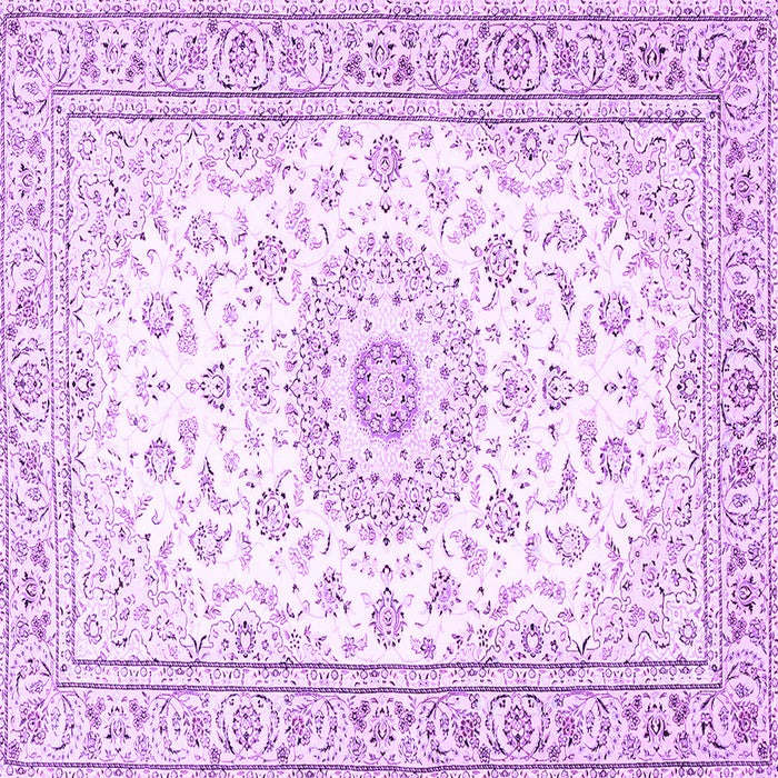 Square Machine Washable Medallion Purple Traditional Area Rugs, wshtr4593pur