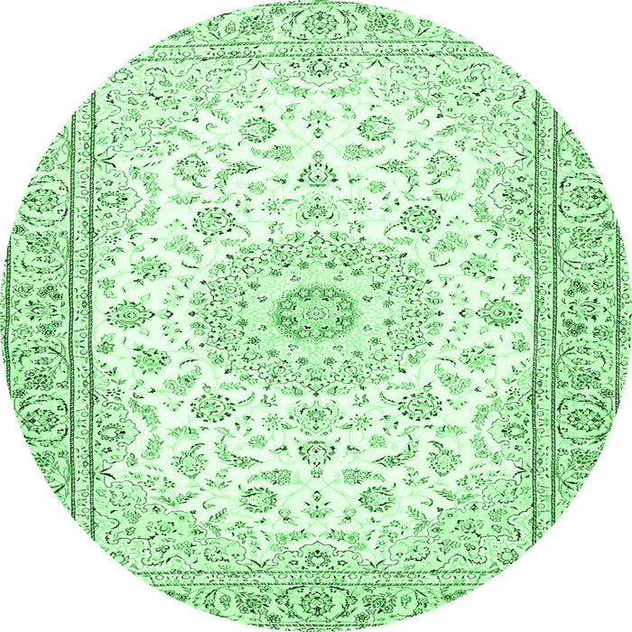 Round Medallion Emerald Green Traditional Rug, tr4593emgrn