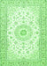 Serging Thickness of Machine Washable Medallion Green Traditional Area Rugs, wshtr4593grn