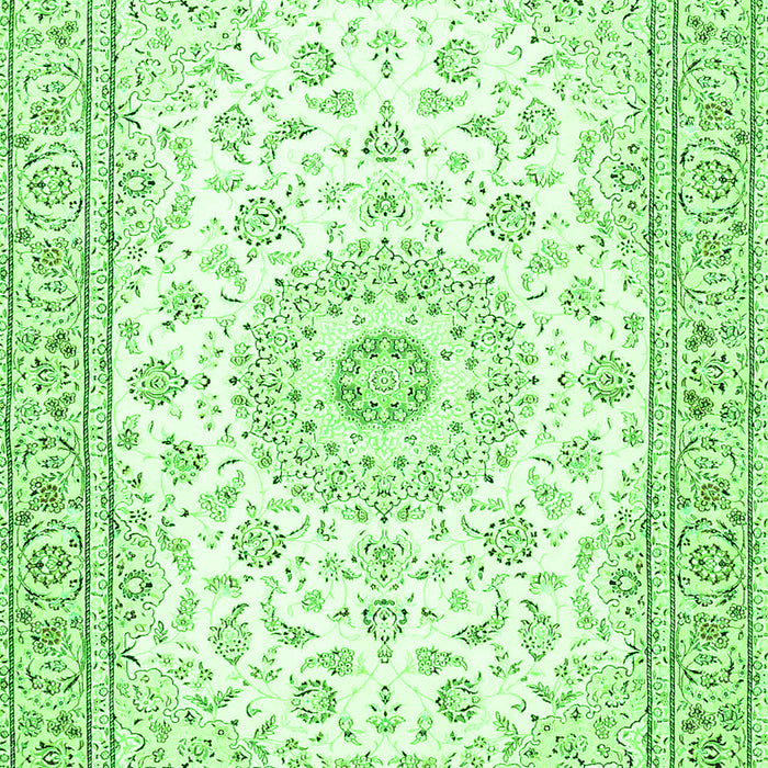 Serging Thickness of Machine Washable Medallion Green Traditional Area Rugs, wshtr4593grn