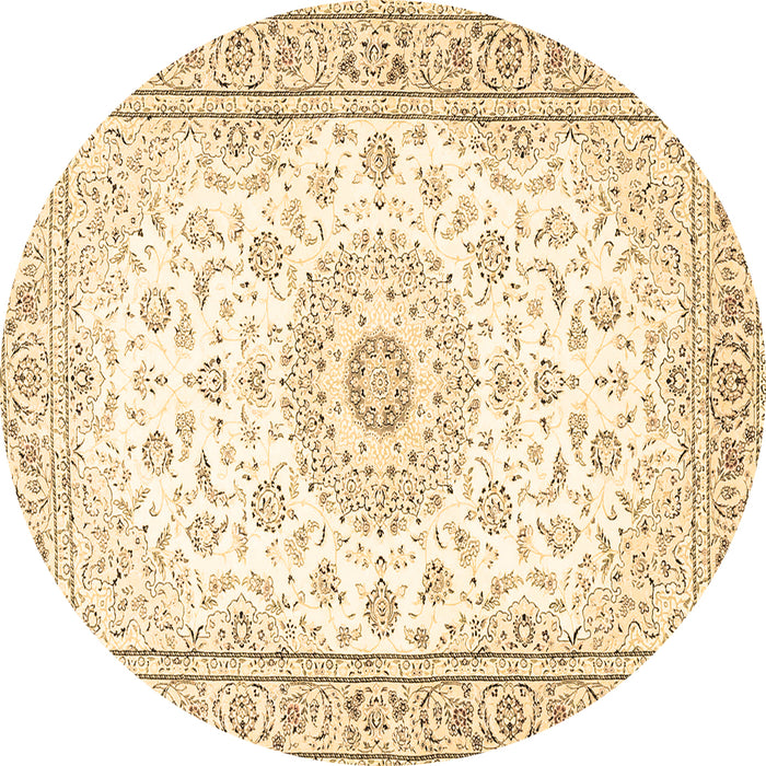 Round Medallion Brown Traditional Rug, tr4593brn