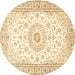 Round Medallion Brown Traditional Rug, tr4593brn