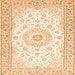 Serging Thickness of Medallion Orange Traditional Rug, tr4593org