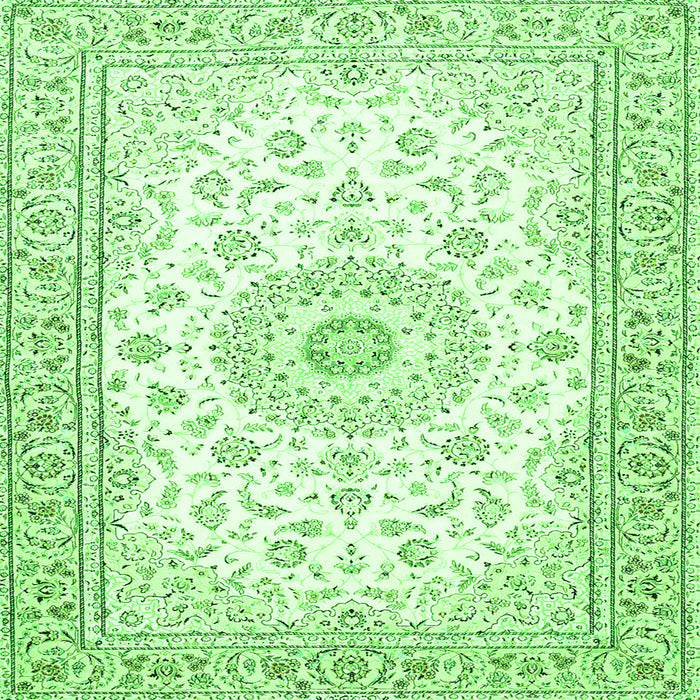 Serging Thickness of Medallion Green Traditional Rug, tr4593grn