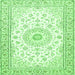 Serging Thickness of Medallion Green Traditional Rug, tr4593grn