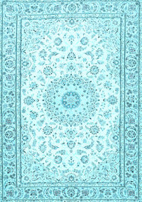 Medallion Light Blue Traditional Rug, tr4593lblu