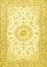 Machine Washable Medallion Yellow Traditional Rug, wshtr4593yw