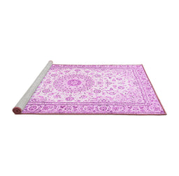 Sideview of Machine Washable Medallion Pink Traditional Rug, wshtr4593pnk
