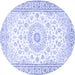 Round Medallion Blue Traditional Rug, tr4593blu