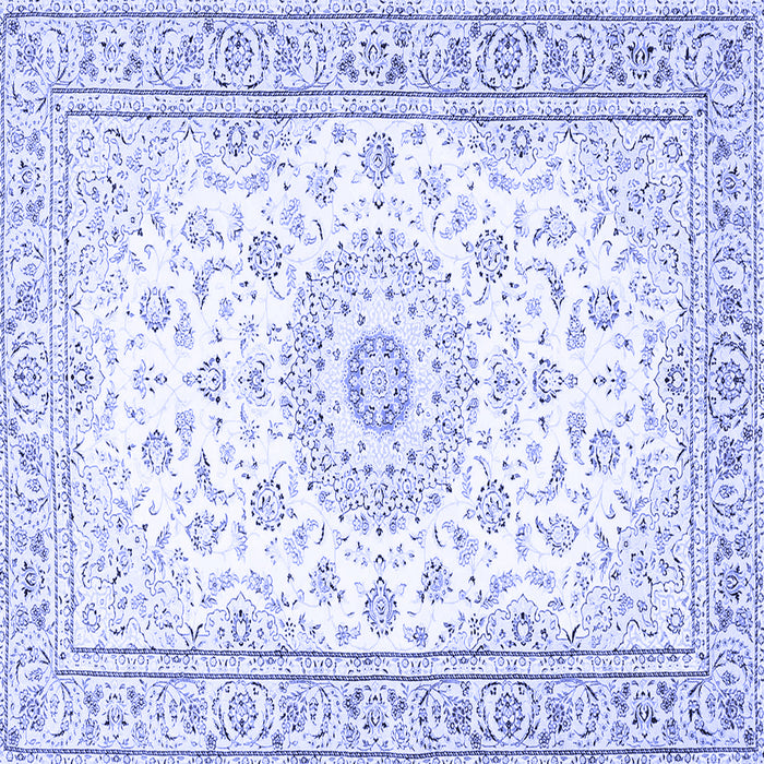 Square Machine Washable Medallion Blue Traditional Rug, wshtr4593blu
