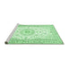 Sideview of Machine Washable Medallion Emerald Green Traditional Area Rugs, wshtr4593emgrn